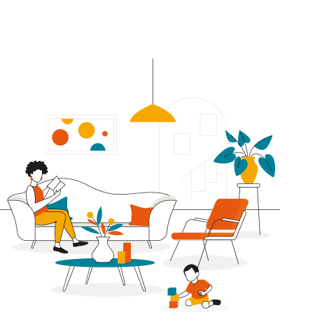 HomeExchange illustration - a living room